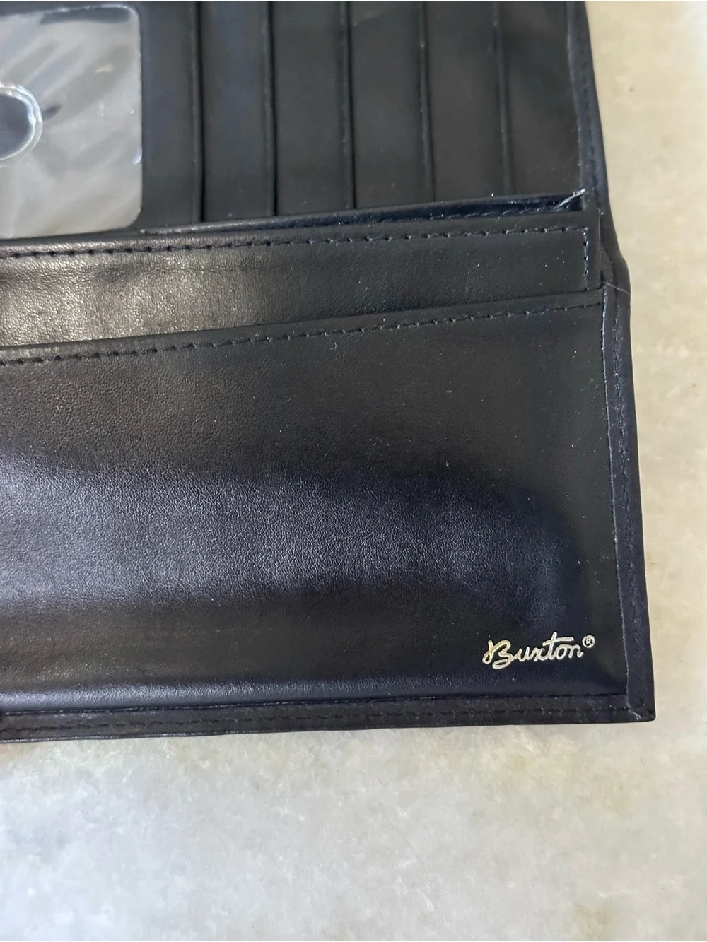 Buxton Women’s Heiress Organizer Clutch Wallet Cowhide Leather Black Cardholder